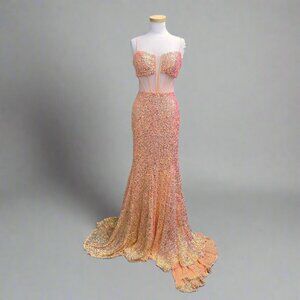 Alyce Paris peach sequin dress, sizes 2 & 4, NEW WITH TAGS!